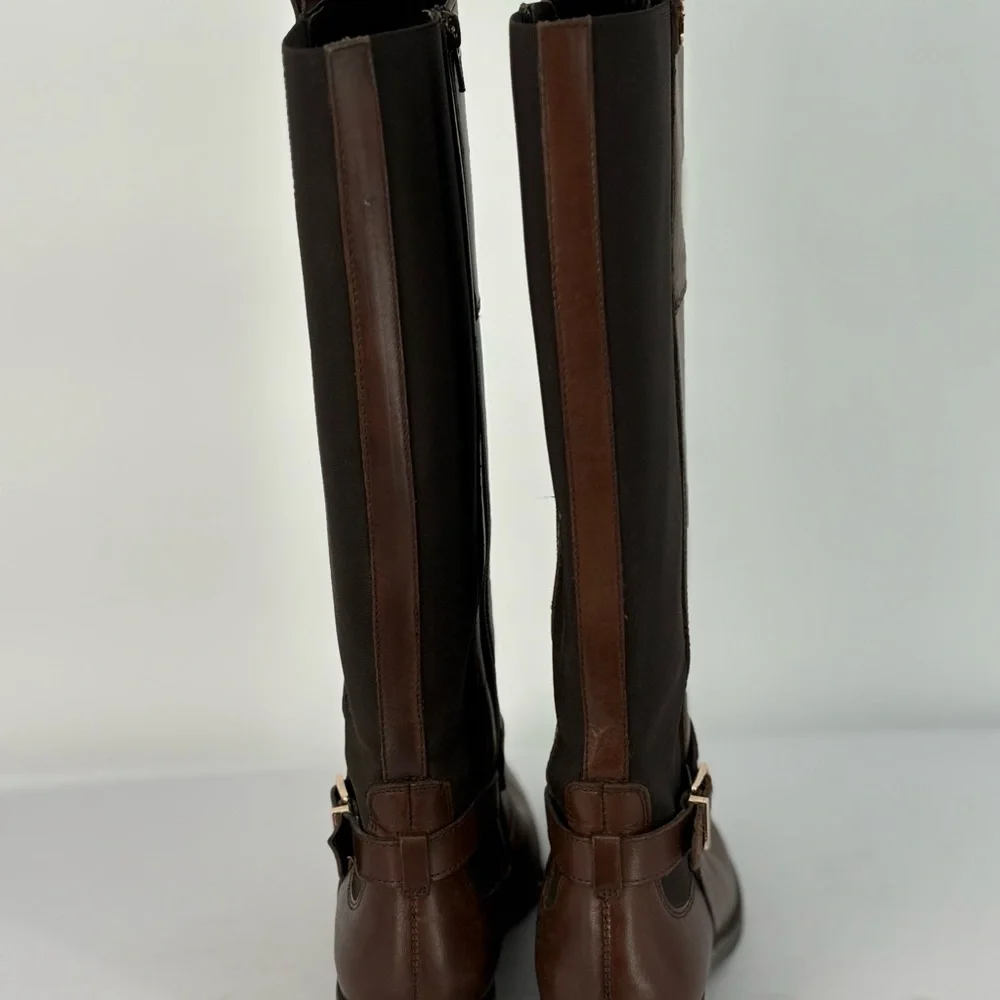 🐈‍⬛ Gillio Brown leather riding boots with elastic panels Boots